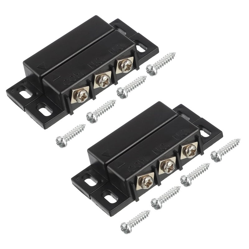EPLZON Magnetic Reed Switch Normally Open and Normally Closed NC NO Magnetic Proximity Switch for Door Alarm, Window Safety, DC 5V 12V 24V Light GPS Other Equipment Reed Switch (Black, Pack of 2pcs) - Image 1